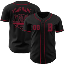 Laden Sie das Bild in den Galerie-Viewer, Custom Black Crimson Authentic Baseball Jersey