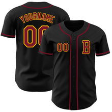 Laden Sie das Bild in den Galerie-Viewer, Custom Black Crimson-Gold Authentic Baseball Jersey