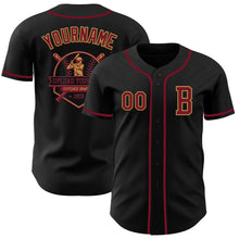 Laden Sie das Bild in den Galerie-Viewer, Custom Black Crimson-Old Gold Authentic Baseball Jersey