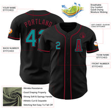 Laden Sie das Bild in den Galerie-Viewer, Custom Black Teal-Crimson Authentic Baseball Jersey