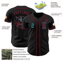 Laden Sie das Bild in den Galerie-Viewer, Custom Black Teal-Crimson Authentic Baseball Jersey