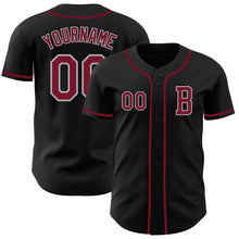 Laden Sie das Bild in den Galerie-Viewer, Custom Black Crimson-Gray Authentic Baseball Jersey