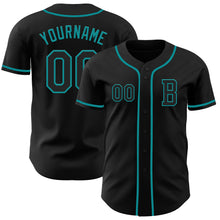 Laden Sie das Bild in den Galerie-Viewer, Custom Black Teal Authentic Baseball Jersey