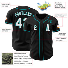 Laden Sie das Bild in den Galerie-Viewer, Custom Black White-Teal Authentic Baseball Jersey