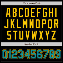 Laden Sie das Bild in den Galerie-Viewer, Custom Black Teal-Yellow Authentic Baseball Jersey