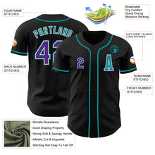 Laden Sie das Bild in den Galerie-Viewer, Custom Black Purple-Teal Authentic Baseball Jersey