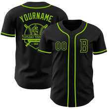 Laden Sie das Bild in den Galerie-Viewer, Custom Black Neon Green Authentic Baseball Jersey
