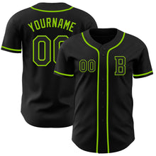 Laden Sie das Bild in den Galerie-Viewer, Custom Black Neon Green Authentic Baseball Jersey