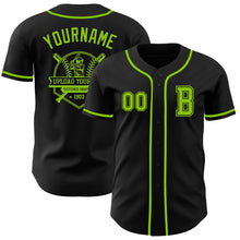 Laden Sie das Bild in den Galerie-Viewer, Custom Black Neon Green Authentic Baseball Jersey