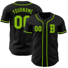 Laden Sie das Bild in den Galerie-Viewer, Custom Black Neon Green Authentic Baseball Jersey