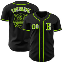 Laden Sie das Bild in den Galerie-Viewer, Custom Black Neon Green-White Authentic Baseball Jersey