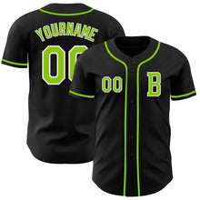 Laden Sie das Bild in den Galerie-Viewer, Custom Black Neon Green-White Authentic Baseball Jersey