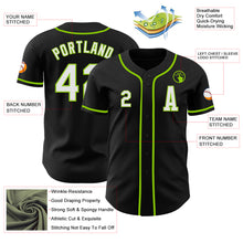 Laden Sie das Bild in den Galerie-Viewer, Custom Black White-Neon Green Authentic Baseball Jersey