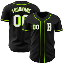Laden Sie das Bild in den Galerie-Viewer, Custom Black White-Neon Green Authentic Baseball Jersey