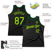 Laden Sie das Bild in den Galerie-Viewer, Custom Black Neon Green-Green Authentic Throwback Basketball Jersey