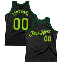 Laden Sie das Bild in den Galerie-Viewer, Custom Black Neon Green-Green Authentic Throwback Basketball Jersey