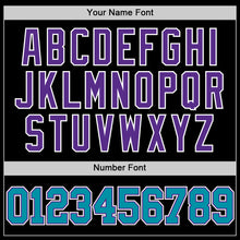 Загрузить изображение в средство просмотра галереи, Custom Black Teal Purple-White Authentic Throwback Basketball Jersey