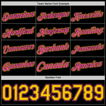 Load image into Gallery viewer, Custom Black Yellow-Pink Authentic Basketball Jersey