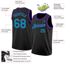 Load image into Gallery viewer, Custom Black Teal-Purple Authentic Basketball Jersey