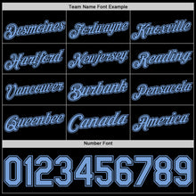 Load image into Gallery viewer, Custom Black Light Blue Authentic Basketball Jersey