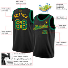 Load image into Gallery viewer, Custom Black Kelly Green-Gold Authentic Basketball Jersey