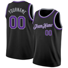 Загрузить изображение в средство просмотра галереи, Custom Black Purple-Gray Authentic Basketball Jersey