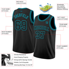 Charger l'image dans la galerie, Custom Black Teal Authentic Basketball Jersey
