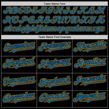 Load image into Gallery viewer, Custom Black Blue-Gold Authentic Baseball Jersey