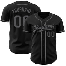 Load image into Gallery viewer, Custom Black Steel Gray Authentic Baseball Jersey