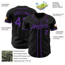 Load image into Gallery viewer, Custom Black Purple Authentic Baseball Jersey