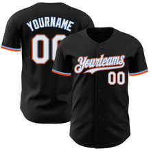 Load image into Gallery viewer, Custom Black White Powder Blue-Orange Authentic Baseball Jersey