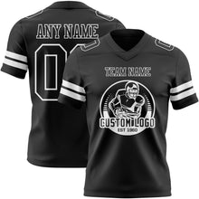 Load image into Gallery viewer, Custom Black White Authentic Football Jersey