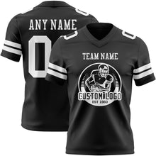 Load image into Gallery viewer, Custom Black White Authentic Football Jersey