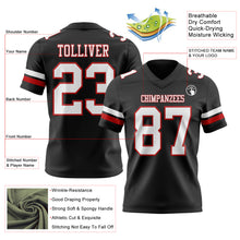 Load image into Gallery viewer, Custom Black White-Red Authentic Football Jersey