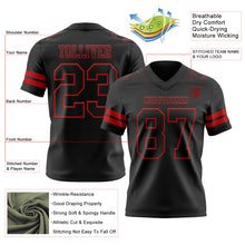 Laden Sie das Bild in den Galerie-Viewer, Custom Black Red Authentic Football Jersey