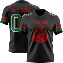 Laden Sie das Bild in den Galerie-Viewer, Custom Black Kelly Green White-Red Authentic Football Jersey