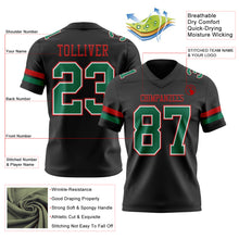 Laden Sie das Bild in den Galerie-Viewer, Custom Black Kelly Green White-Red Authentic Football Jersey