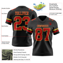 Laden Sie das Bild in den Galerie-Viewer, Custom Black Red-Old Gold Authentic Football Jersey