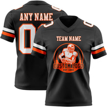 Load image into Gallery viewer, Custom Black White-Orange Authentic Football Jersey