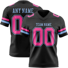 Load image into Gallery viewer, Custom Black Pink-Light Blue Authentic Football Jersey