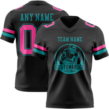 Загрузить изображение в средство просмотра галереи, Custom Black Pink-Teal Authentic Football Jersey