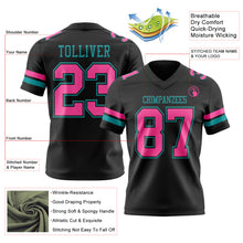 Загрузить изображение в средство просмотра галереи, Custom Black Pink-Teal Authentic Football Jersey