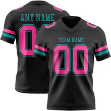Загрузить изображение в средство просмотра галереи, Custom Black Pink-Teal Authentic Football Jersey