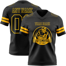 Load image into Gallery viewer, Custom Black Gold Authentic Football Jersey