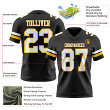 Загрузить изображение в средство просмотра галереи, Custom Black White-Gold Authentic Football Jersey