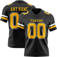 Load image into Gallery viewer, Custom Black Gold-White Authentic Football Jersey