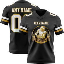 Load image into Gallery viewer, Custom Black White-Old Gold Authentic Football Jersey