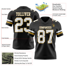 Load image into Gallery viewer, Custom Black White-Old Gold Authentic Football Jersey