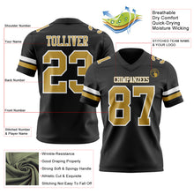 Load image into Gallery viewer, Custom Black Old Gold-White Authentic Football Jersey