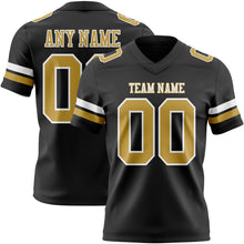 Load image into Gallery viewer, Custom Black Old Gold-White Authentic Football Jersey